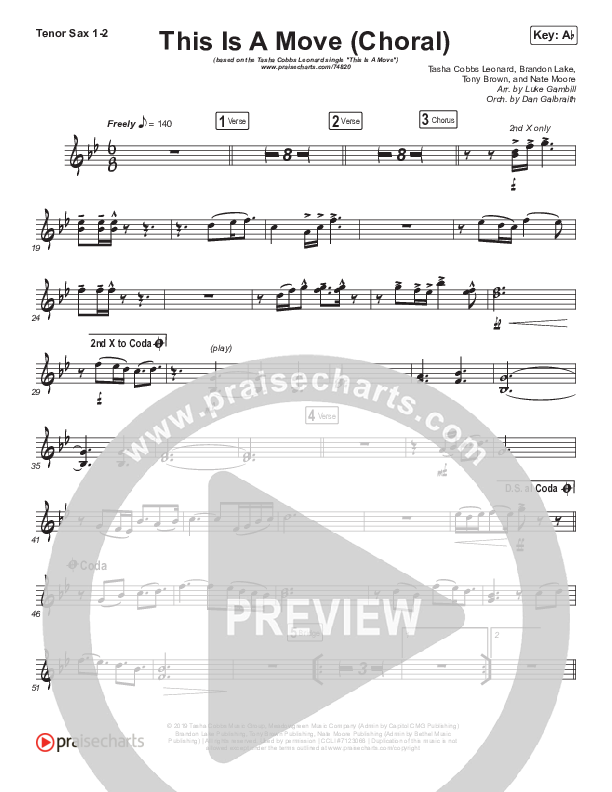 This Is A Move (Choral Anthem SATB) Tenor Sax 1/2 (Tasha Cobbs Leonard / Arr. Luke Gambill)