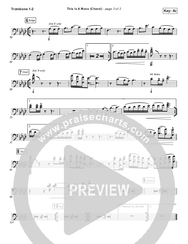 This Is A Move (Choral Anthem SATB) Trombone 1/2 (Tasha Cobbs Leonard / Arr. Luke Gambill)
