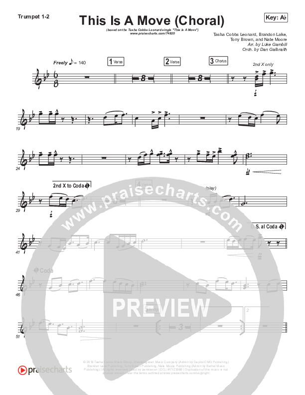 This Is A Move (Choral Anthem SATB) Trumpet 1,2 (Tasha Cobbs Leonard / Arr. Luke Gambill)