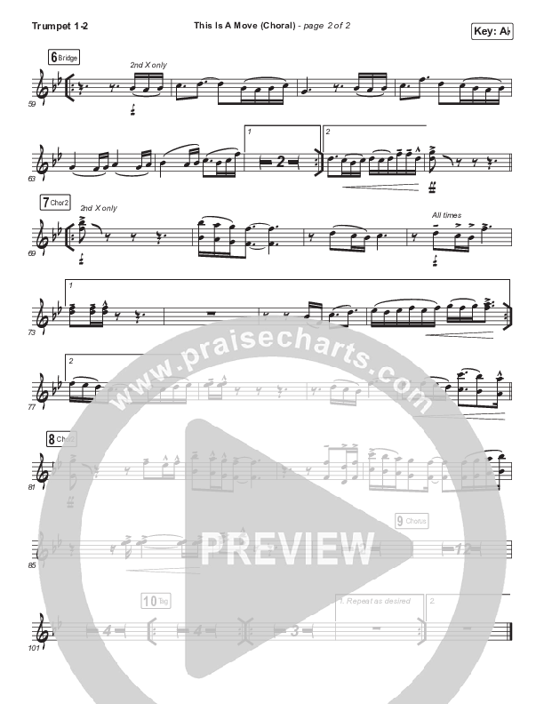 This Is A Move (Choral Anthem SATB) Trumpet 1,2 (Tasha Cobbs Leonard / Arr. Luke Gambill)