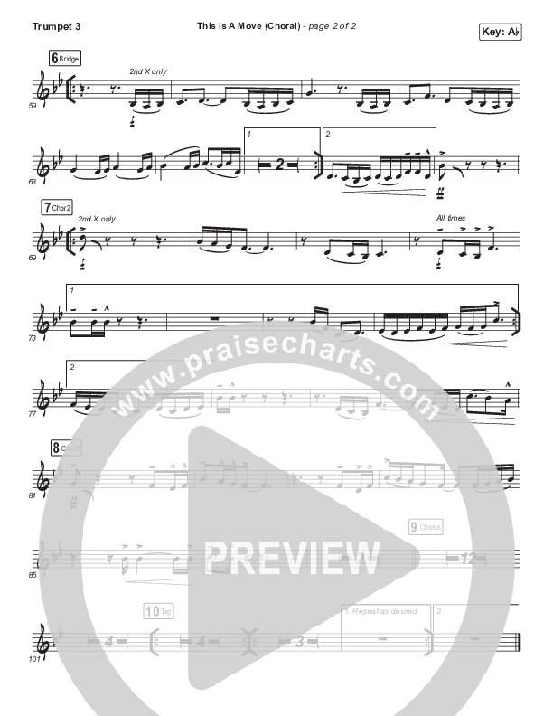 This Is A Move (Choral Anthem SATB) Trumpet 3 (Tasha Cobbs Leonard / Arr. Luke Gambill)