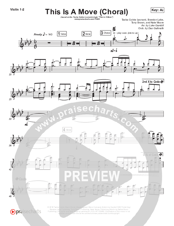 This Is A Move (Choral Anthem SATB) Violin 1/2 (Tasha Cobbs Leonard / Arr. Luke Gambill)