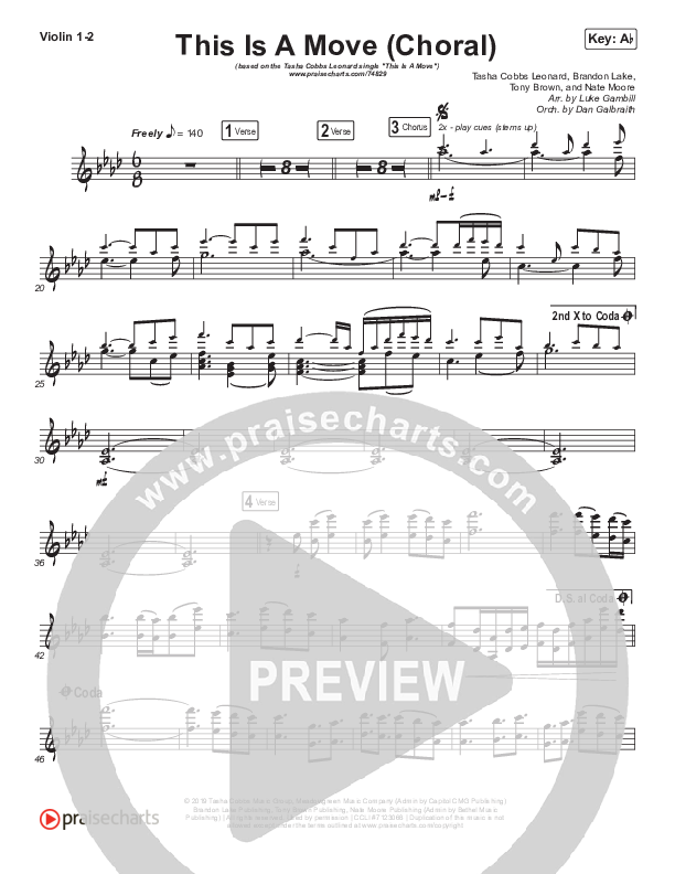 This Is A Move (Choral Anthem SATB) Violin 1/2 (Tasha Cobbs Leonard / Arr. Luke Gambill)