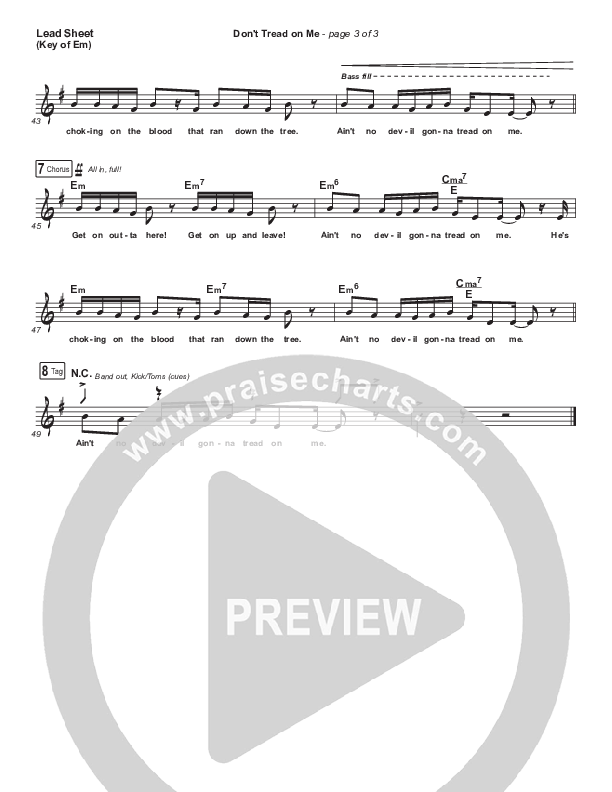 Don't Tread On Me Lead Sheet (Melody) (We The Kingdom)