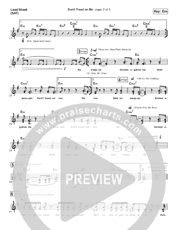 Don't Tread On Me Lead Sheet (SAT) (We The Kingdom)