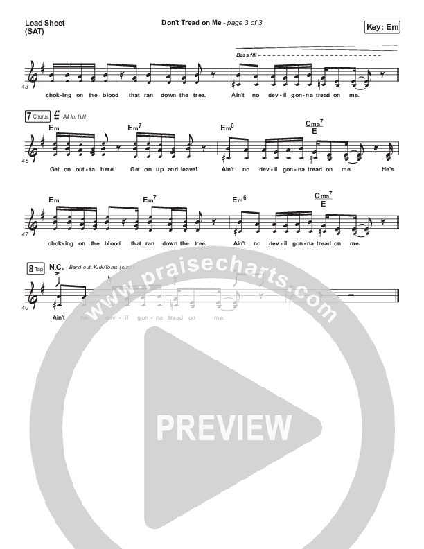 Don't Tread On Me Lead Sheet (SAT) (We The Kingdom)