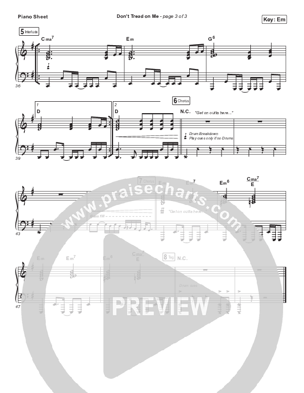 Don't Tread On Me Piano Sheet (We The Kingdom)