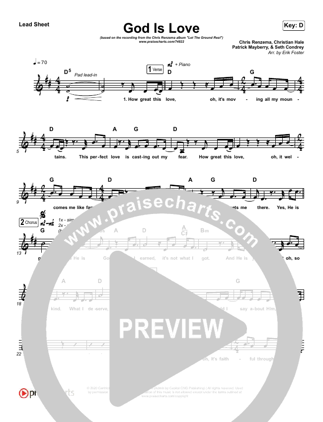 God Is Love Sheet Music PDF (Chris Renzema) - PraiseCharts