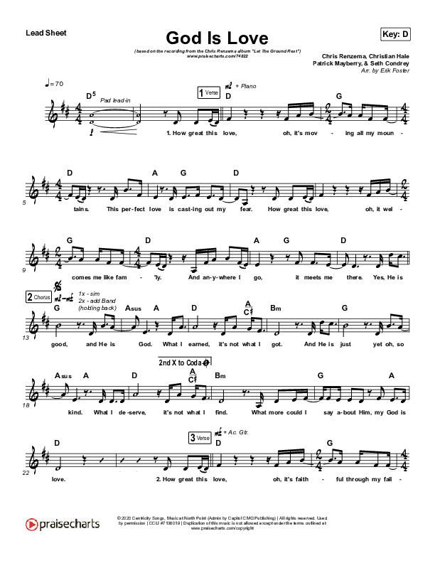 God Is Love Lead Sheet (SAT) (Chris Renzema)