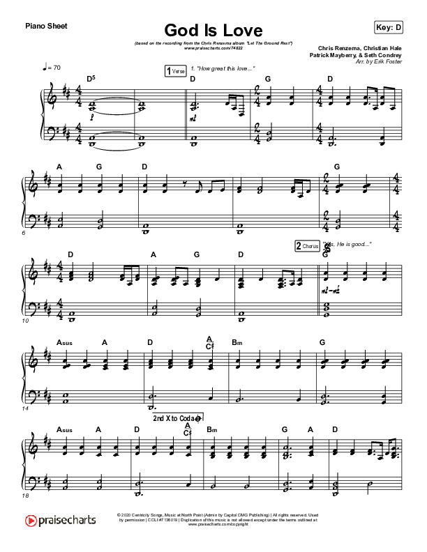 God Is Love Piano Sheet (Chris Renzema)