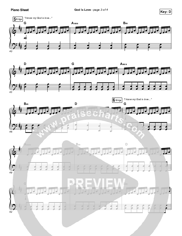 God Is Love Piano Sheet (Chris Renzema)