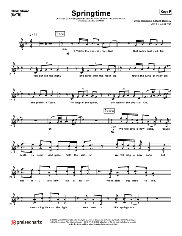 Springtime Choir Sheet (SATB) (Chris Renzema)