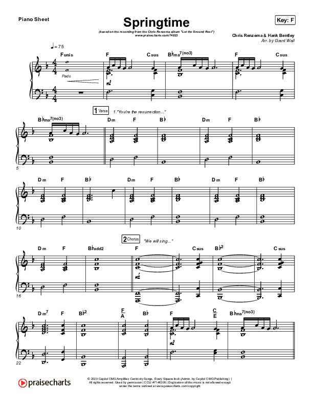Springtime Piano Sheet (Chris Renzema)