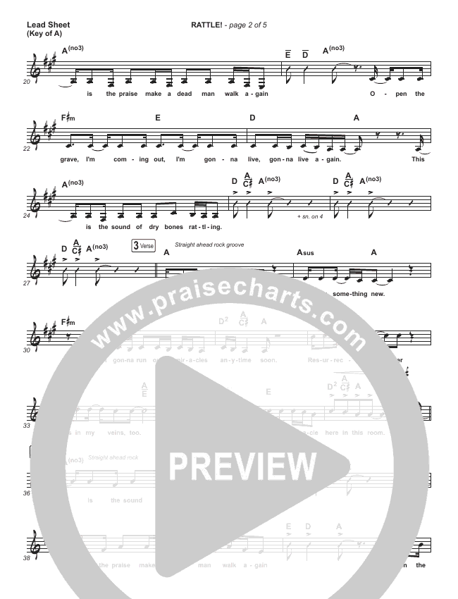 RATTLE! Lead Sheet (Melody) Elevation Worship PraiseCharts
