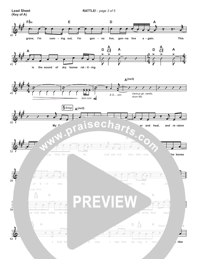 RATTLE! Lead Sheet (Melody) Elevation Worship PraiseCharts