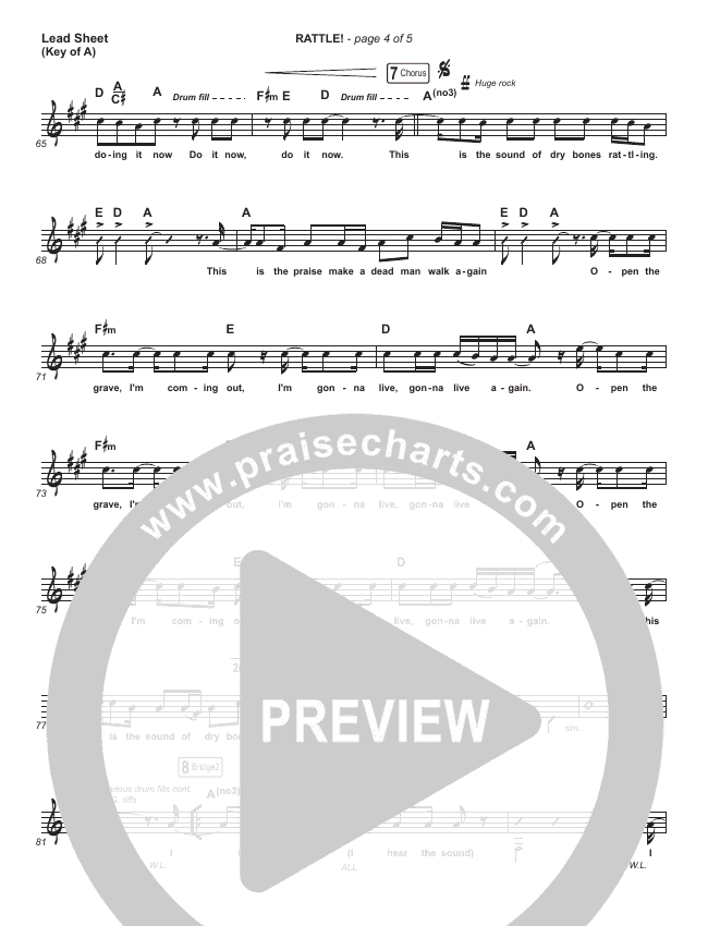 RATTLE! Lead Sheet (Melody) Elevation Worship PraiseCharts
