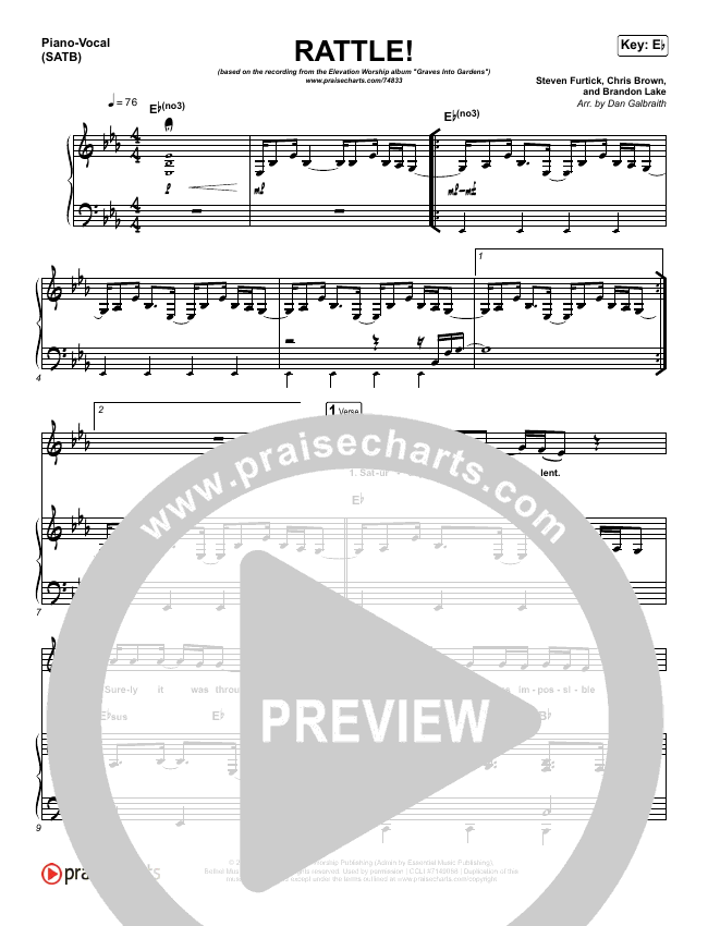 RATTLE! Sheet Music PDF (Elevation Worship) PraiseCharts