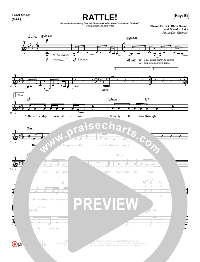 RATTLE! Sheet Music (Elevation Worship) PraiseCharts