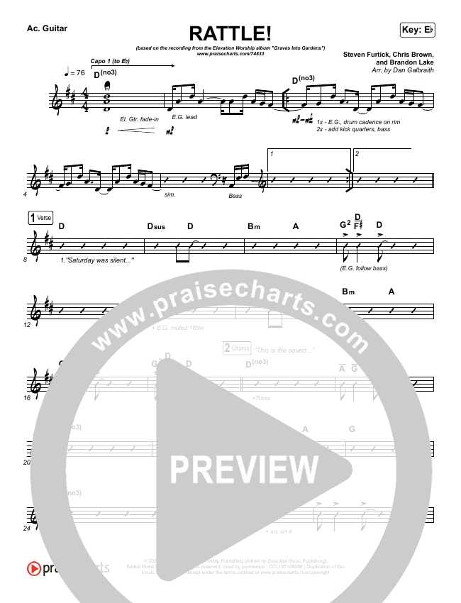 RATTLE! Sheet Music PDF (Elevation Worship) PraiseCharts