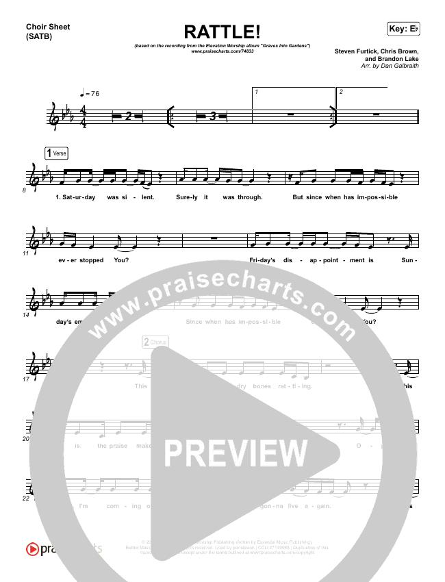 RATTLE! Sheet Music PDF (Elevation Worship) PraiseCharts