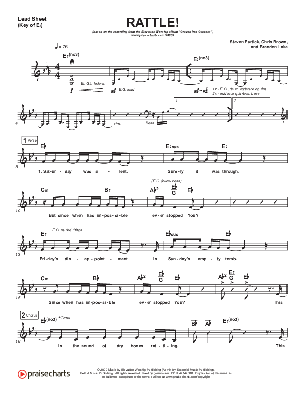 RATTLE! Lead Sheet (Melody) (Elevation Worship)