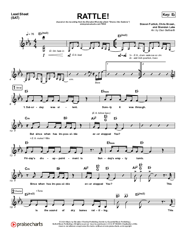 RATTLE! Lead Sheet (SAT) (Elevation Worship)