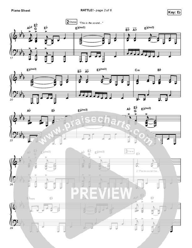 RATTLE! Piano Sheet (Elevation Worship)