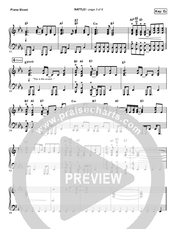 RATTLE! Piano Sheet (Elevation Worship)