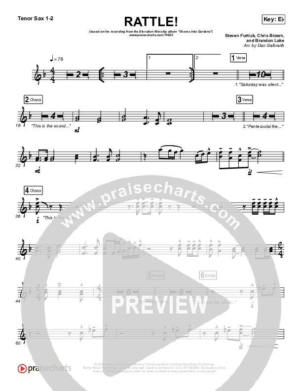 RATTLE! Tenor Sax 1,2 (Elevation Worship)