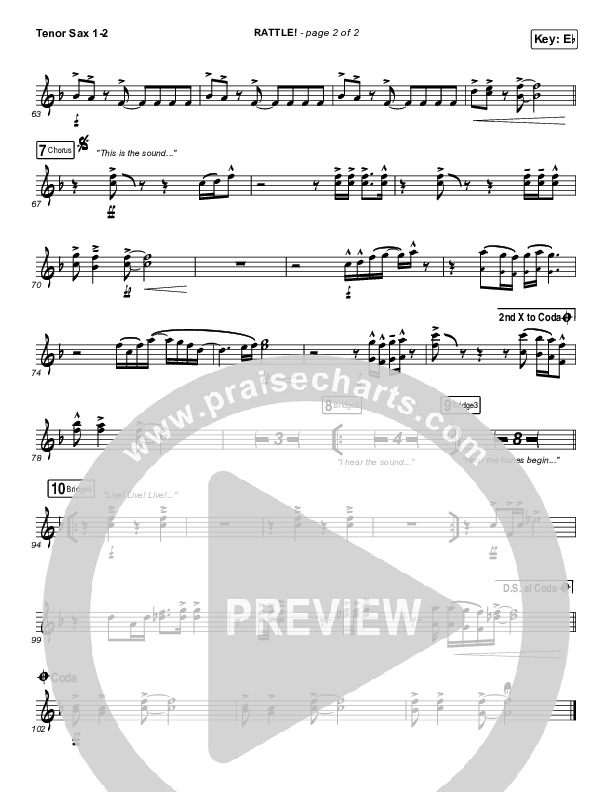 RATTLE! Tenor Sax 1,2 (Elevation Worship)