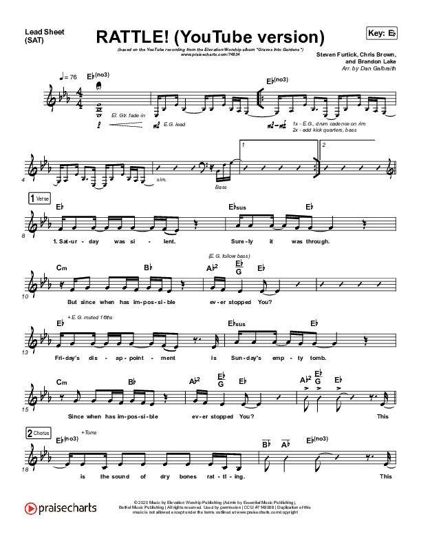 RATTLE! (YouTube) Lead Sheet (SAT) (Elevation Worship)