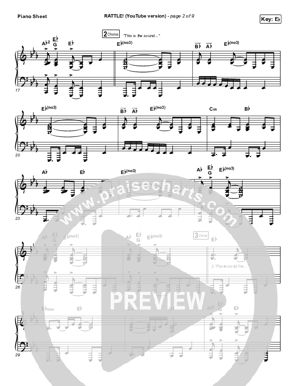 RATTLE! (YouTube) Piano Sheet (Elevation Worship)