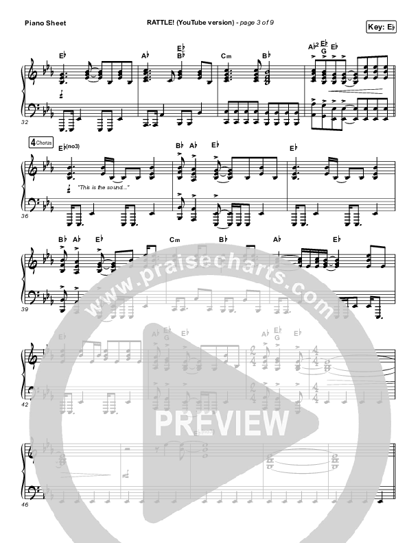 RATTLE! (YouTube) Piano Sheet (Elevation Worship)