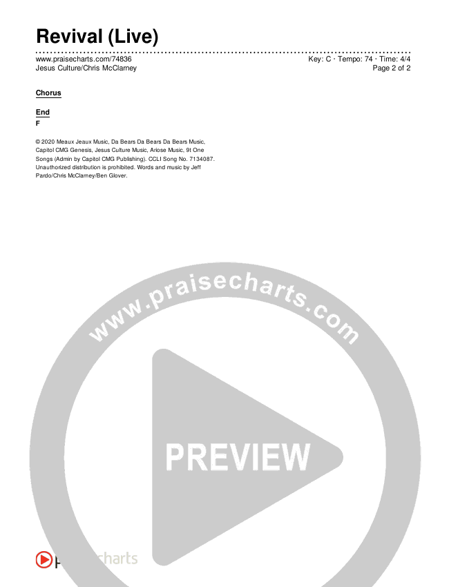 Revival (Live) Chords & Lyrics (Jesus Culture / Chris McClarney)