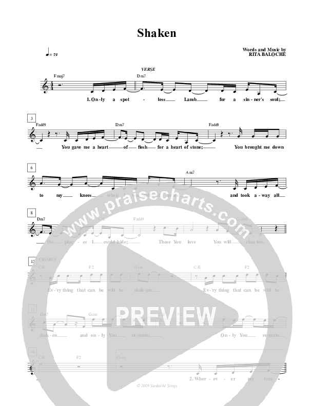 Shaken Lead Sheet (Paul Baloche)