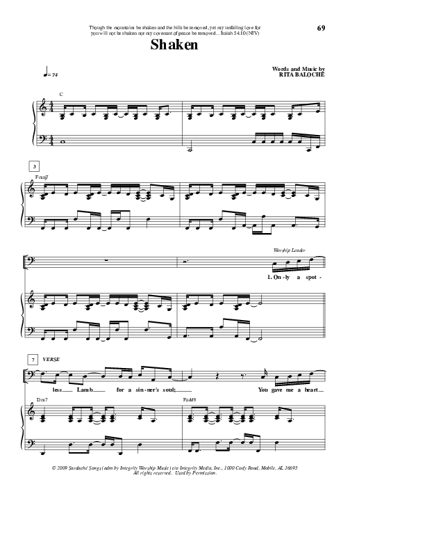 Shaken Lead & Piano (Paul Baloche)