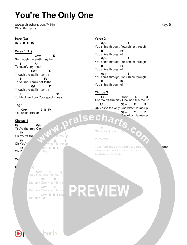 You're The Only One Chords & Lyrics (Chris Renzema)