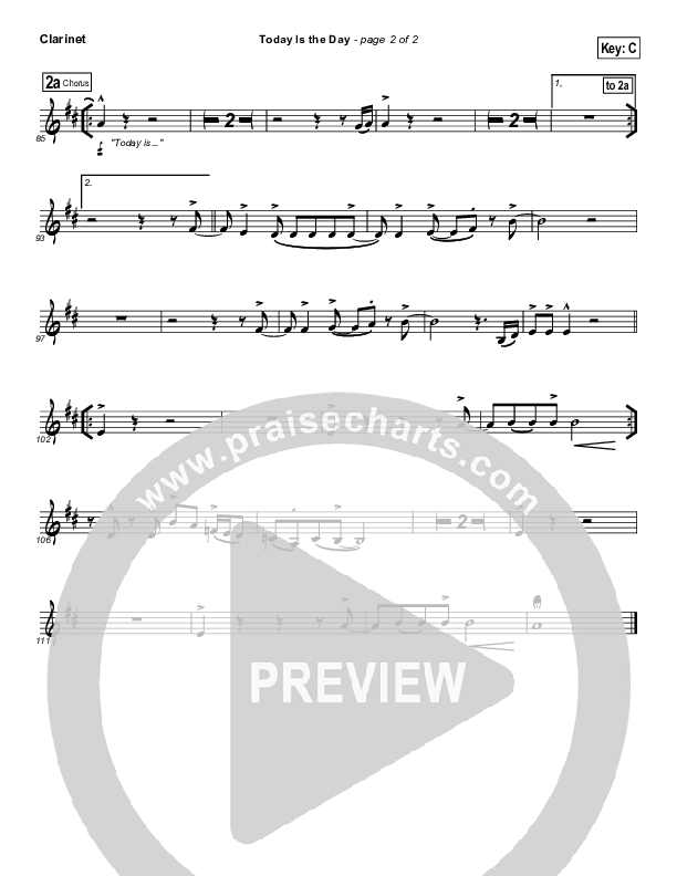 Today Is The Day Clarinet (Paul Baloche)