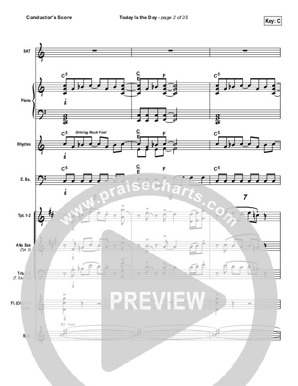Today Is The Day Conductor's Score (Paul Baloche)