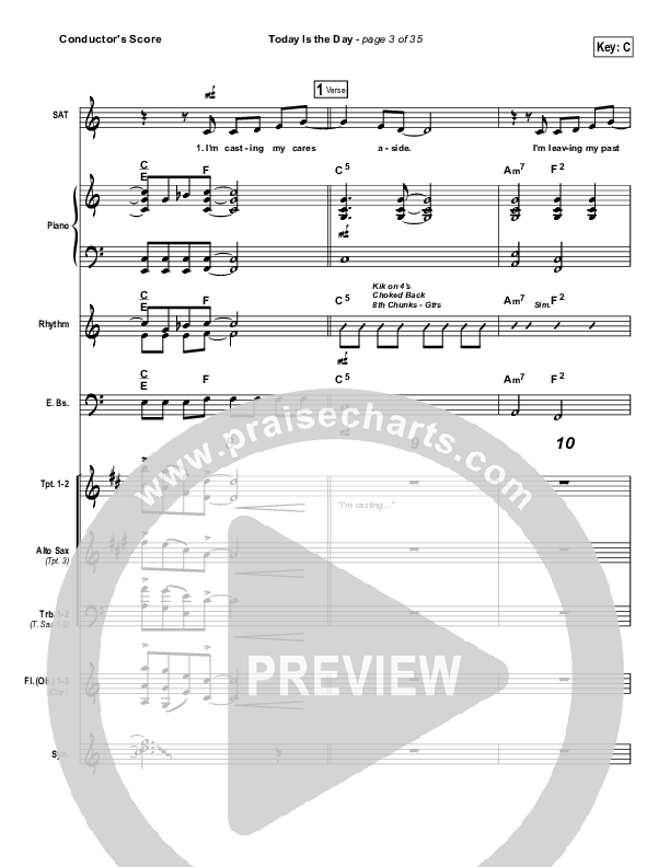 Today Is The Day Conductor's Score (Paul Baloche)