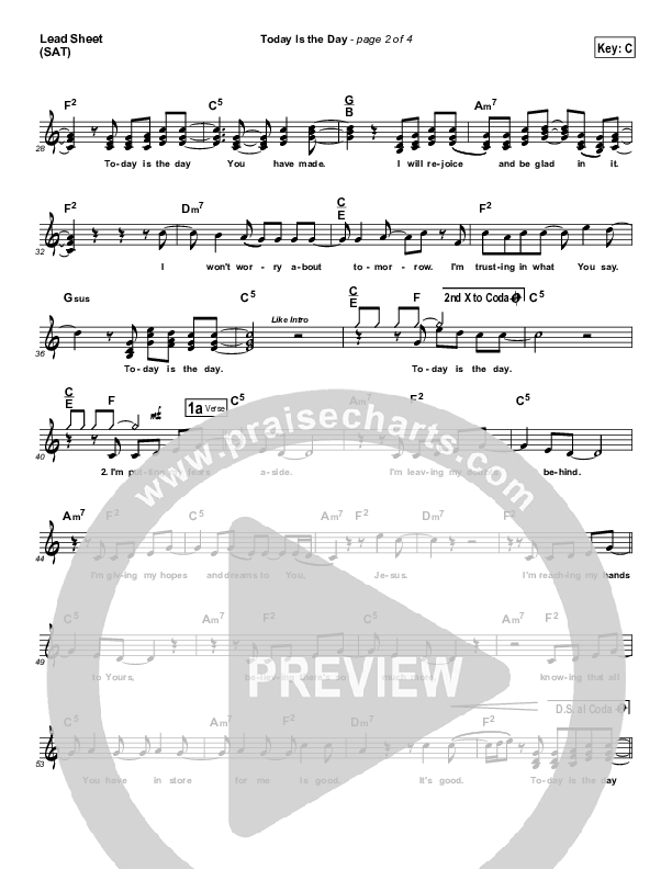 Today Is The Day Lead Sheet (SAT) (Paul Baloche)
