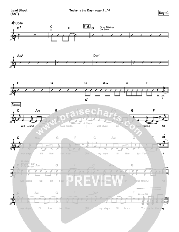 Today Is The Day Lead Sheet (SAT) (Paul Baloche)