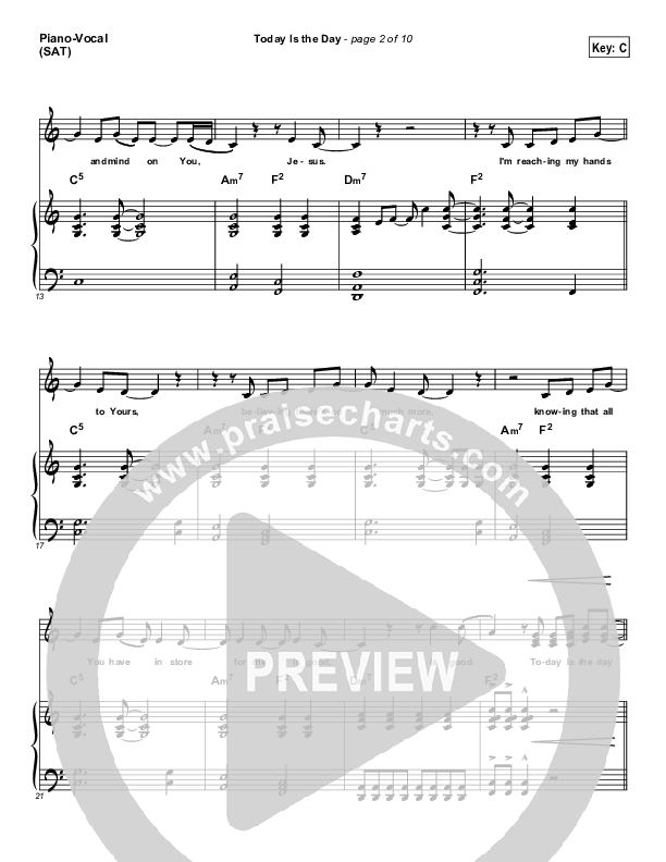 Today Is The Day Piano/Vocal (SAT) (Paul Baloche)