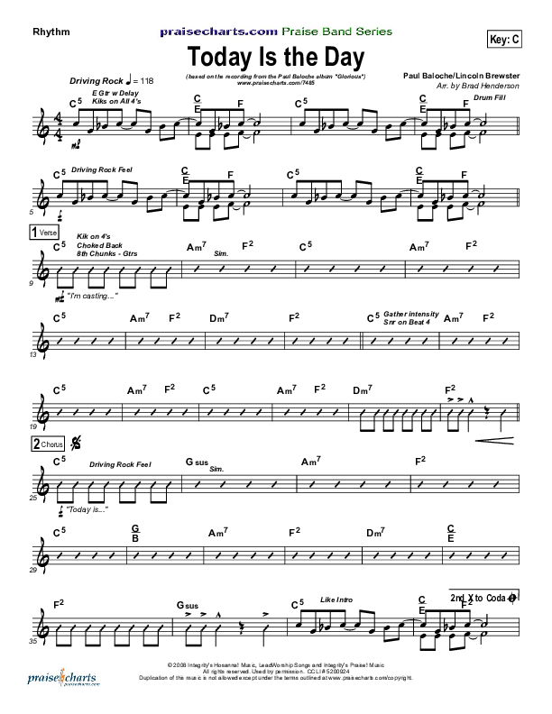 Today Is The Day Rhythm Chart (Paul Baloche)