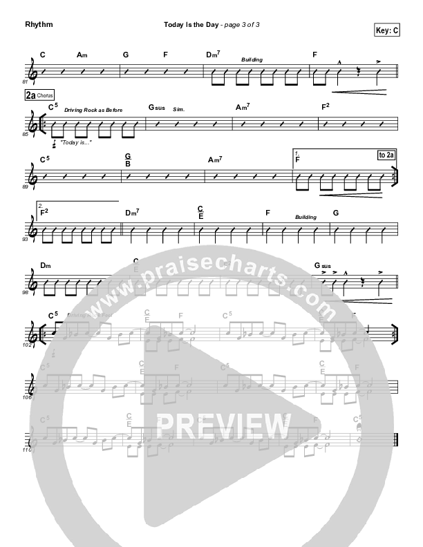 Today Is The Day Rhythm Chart (Paul Baloche)