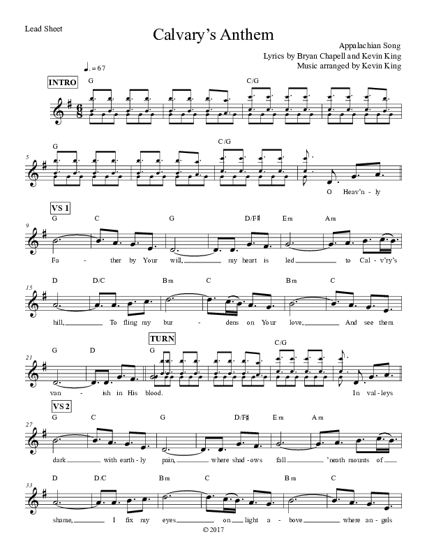 Calvary's Anthem Lead Sheet (Grace Worship)