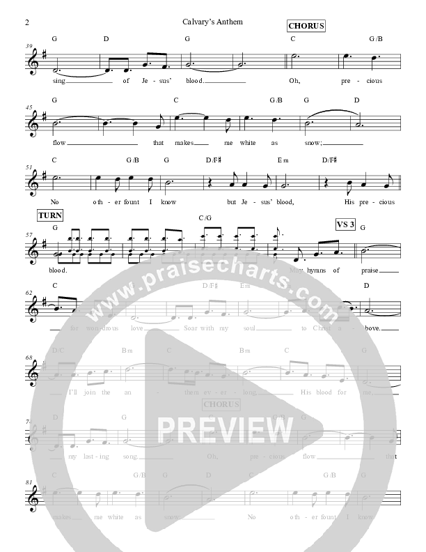 Calvary's Anthem Lead Sheet (Grace Worship)