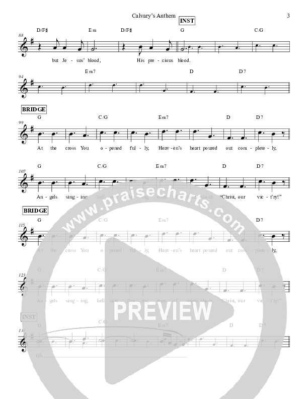 Calvary's Anthem Lead Sheet (Grace Worship)