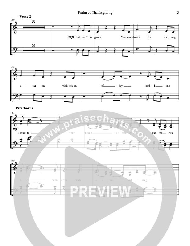 Psalm Of Thanksgiving Choir Sheet (SATB) (Grace Worship)