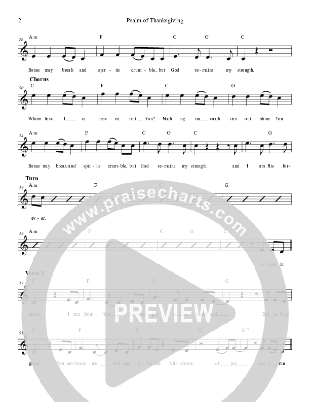 Psalm Of Thanksgiving Lead Sheet (Grace Worship)